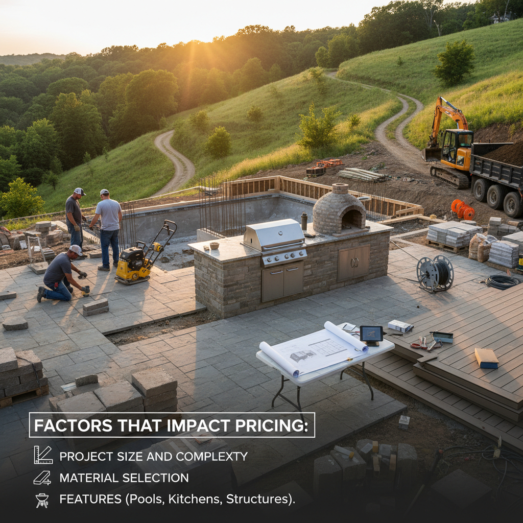 Luxury outdoor kitchen with pergola and built-in grill designed by Mediterra Design & Build