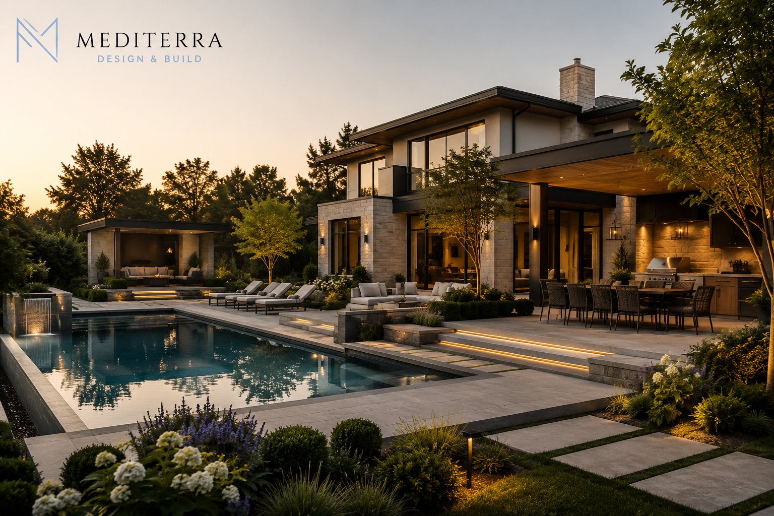 Luxury residential landscape integrated with contemporary architecture in Toronto