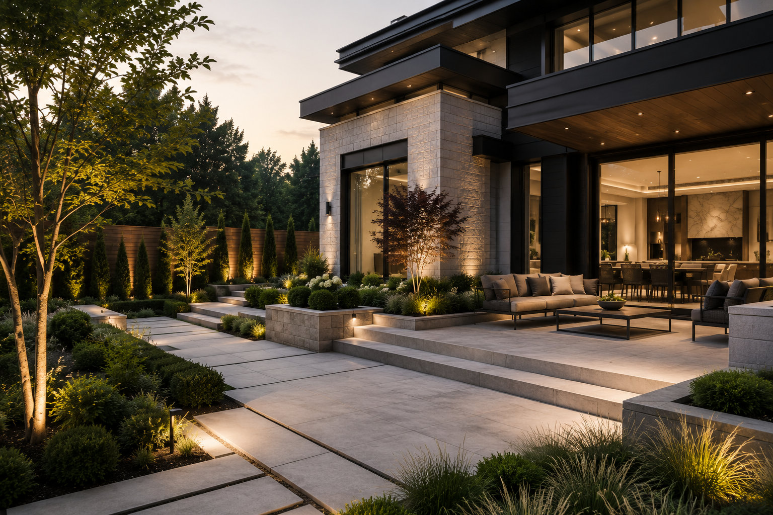 Architectural landscape design complementing modern residential architecture Toronto