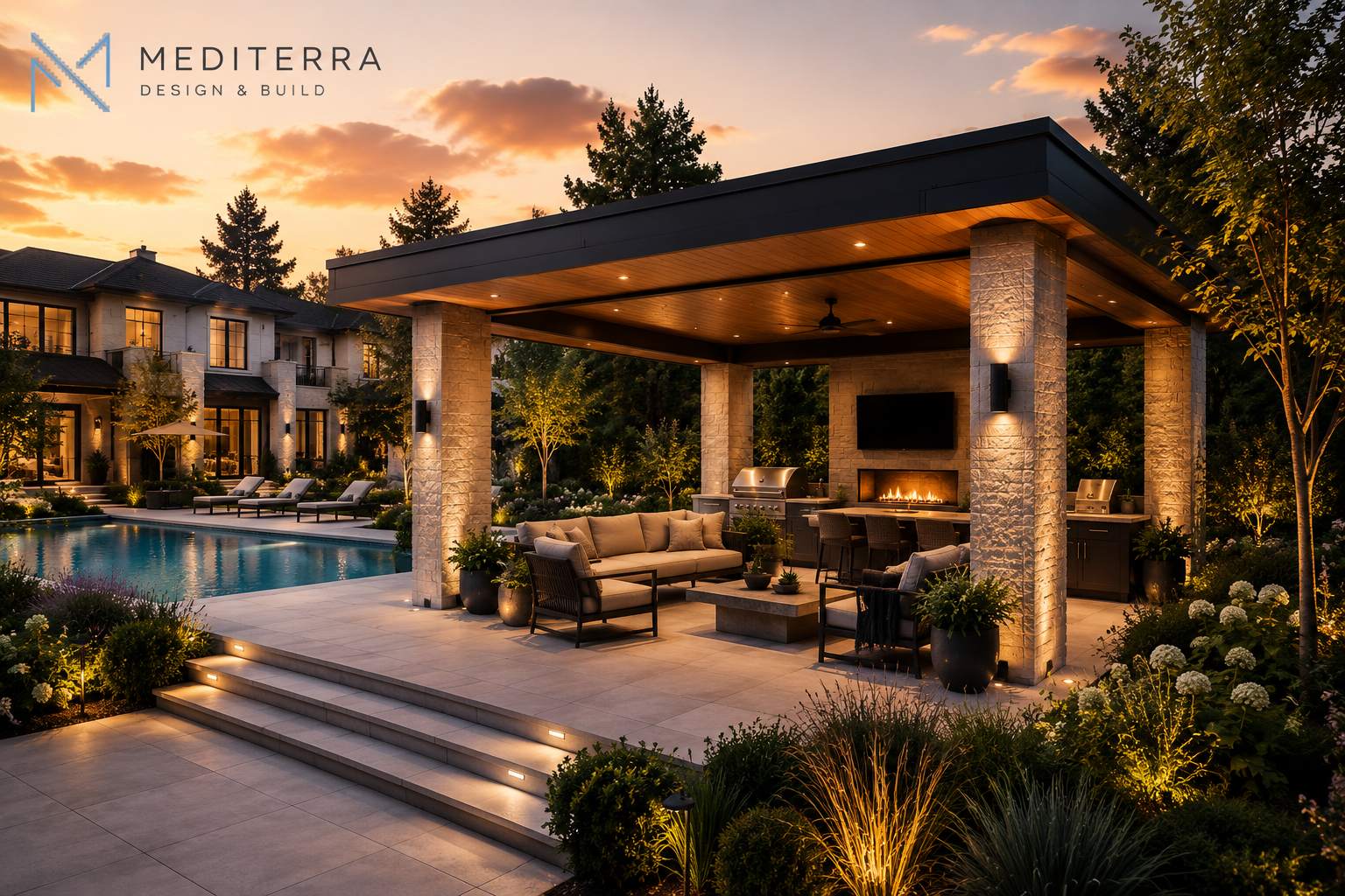 luxury backyard pavilion outdoor living design Toronto