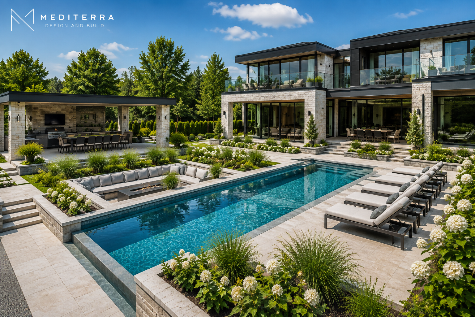 Luxury residential landscape integrated with contemporary architecture in Toronto