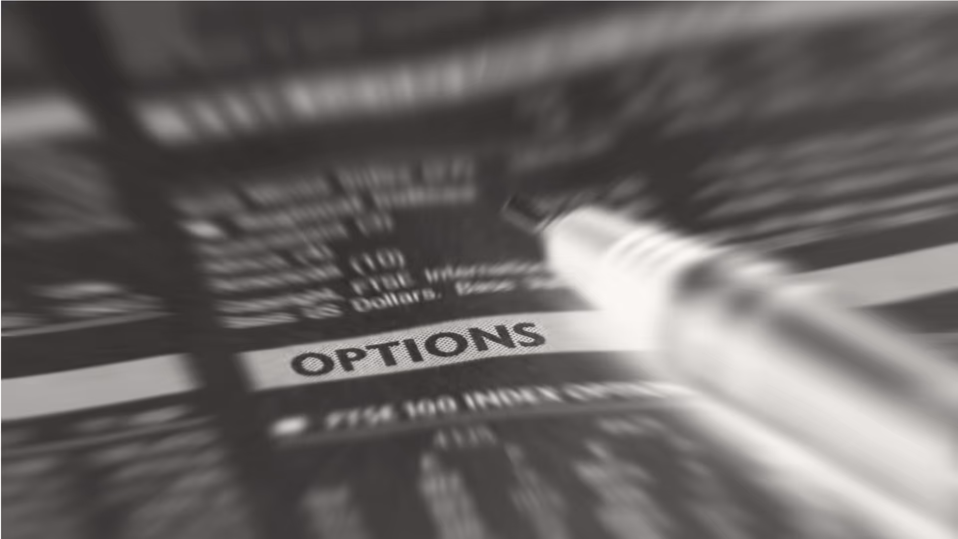 A blurry document with the word Options being the only word clear and visible