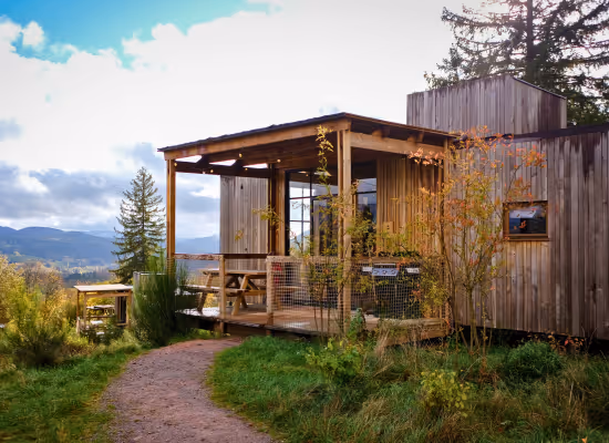 Classic for 6 cabin in the woods in Alsace in autumn