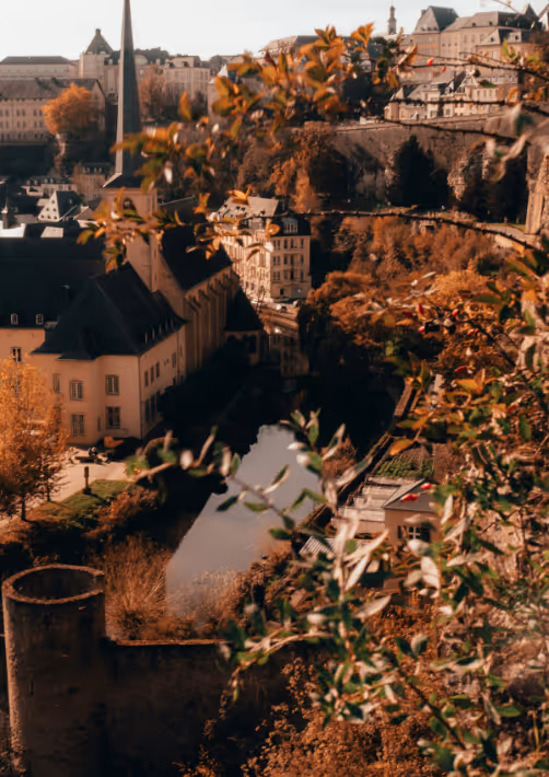 The overview on the city of Luxembourg in autumn