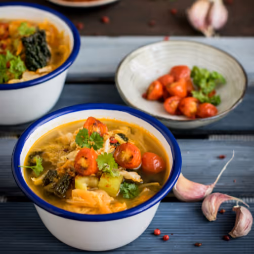 A veggie stew is an easy vegetarian winter recipe during a stay at Nutchel