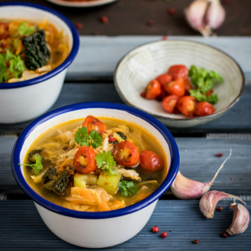 A veggie stew is an easy vegetarian winter recipe during a stay at Nutchel