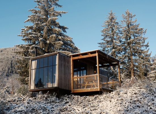 Classic for 4 cabin in the woods in Alsace covered with snow