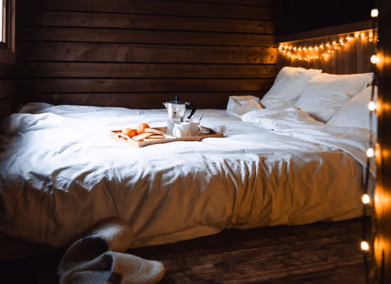 De romantische slaapkamer in een tiny house in de buurt van Parijs