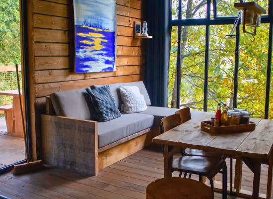 The living room of a tiny house near Paris 
