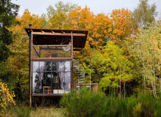 Canopy cabin in the woods in Alsace, with a rooftop terrace and a free sauna session included in every stay
