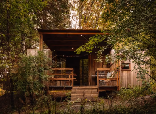 Classic for 6 cabin in the woods in the Ardennes in spring