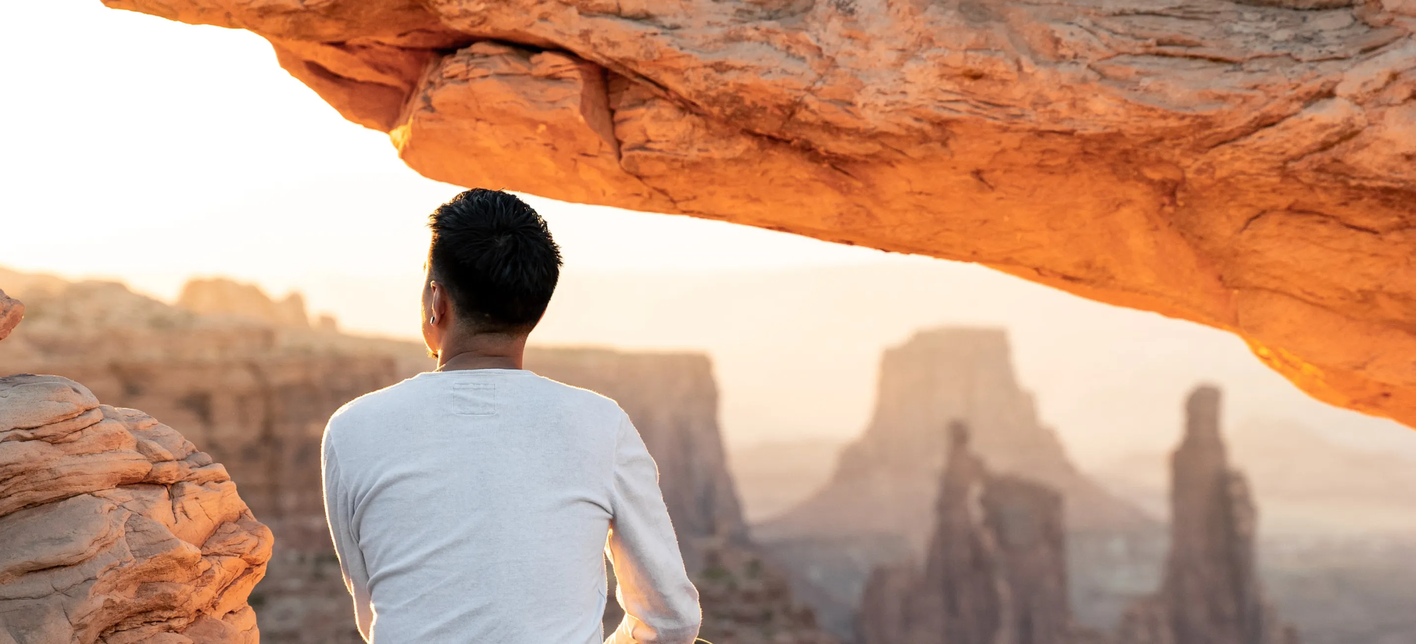 man and a view from mountain