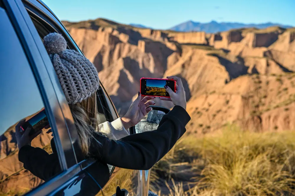 a woman pictured photo of rocks
