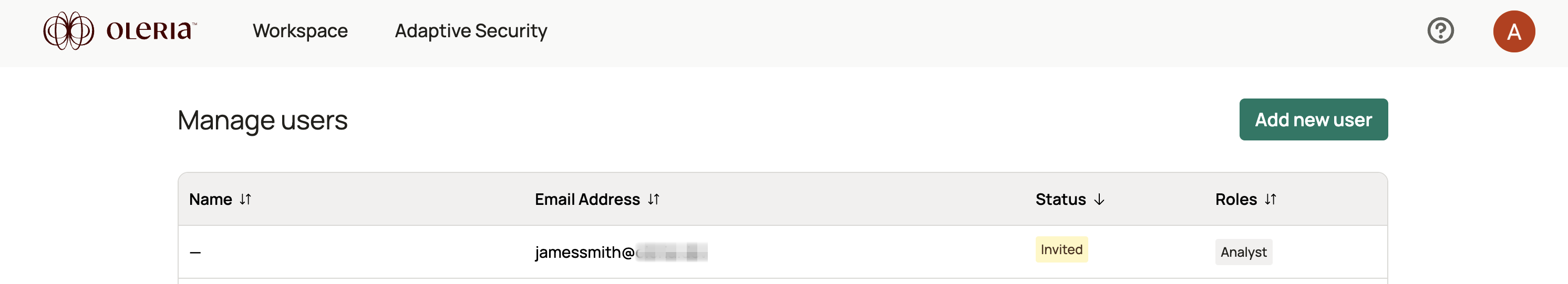 User list showing the newly invited user with Invited status