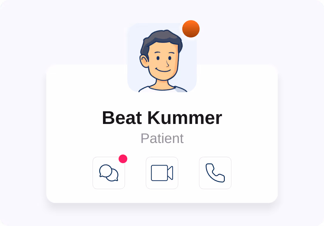 Patientenkarte mit verschiedenen Kommunikationsmöglichkeiten