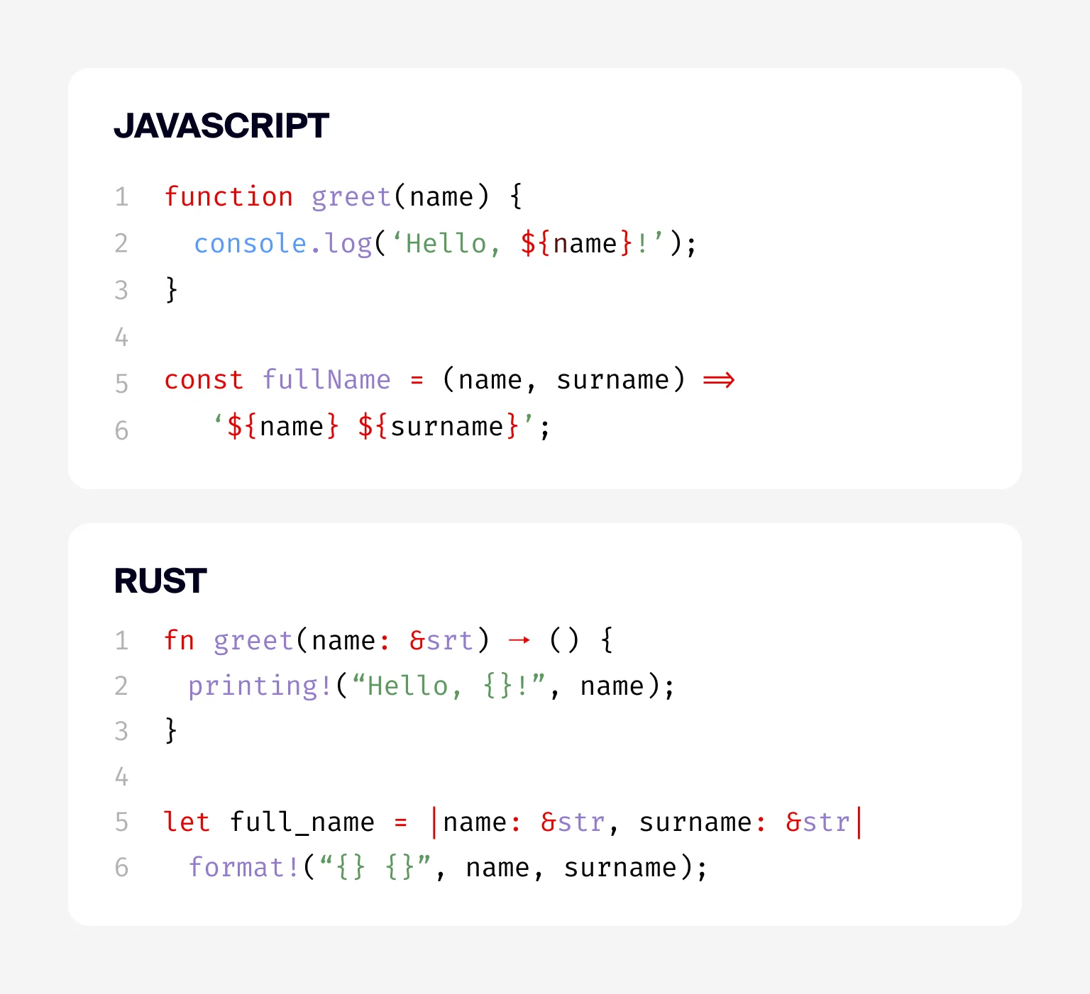 Rust function parameters must have types