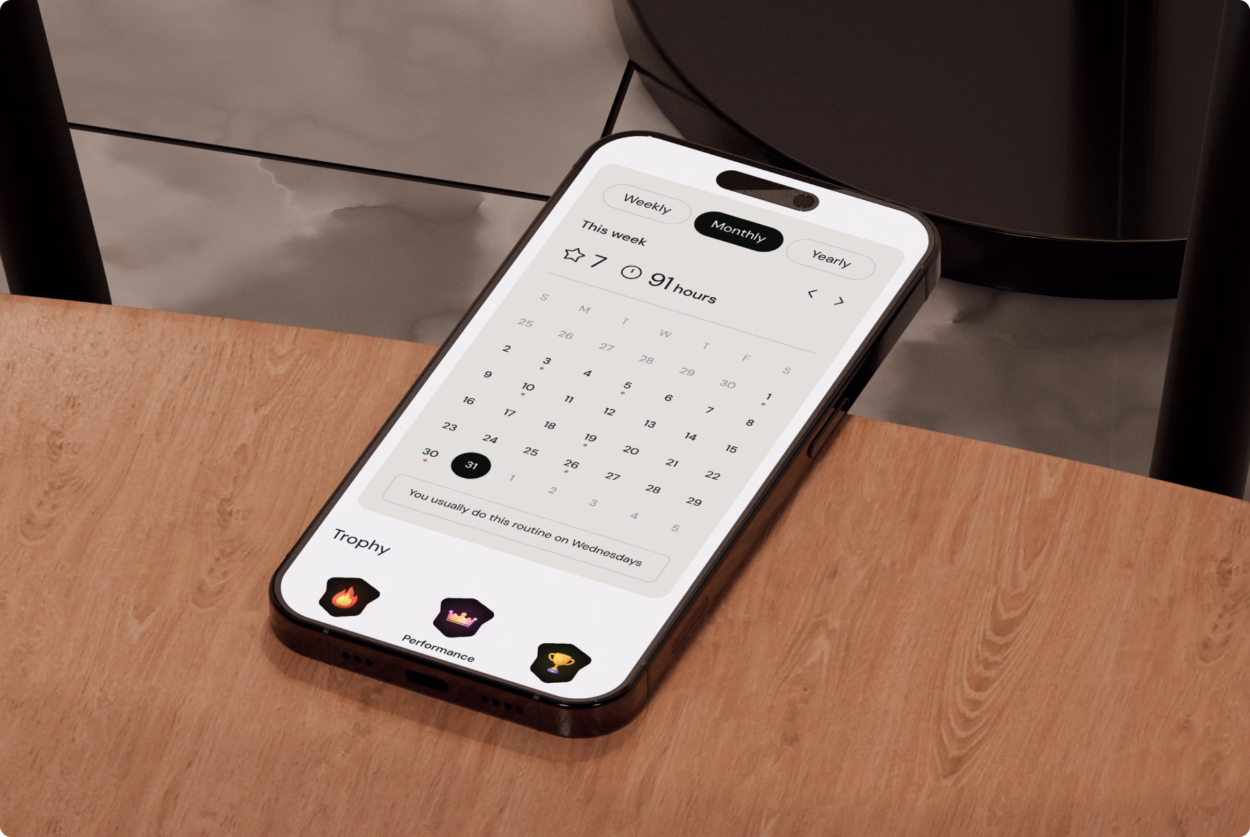 SaaS UI UX design for calendar analytics and achievements tracking in Routine Hero app by Halo Lab