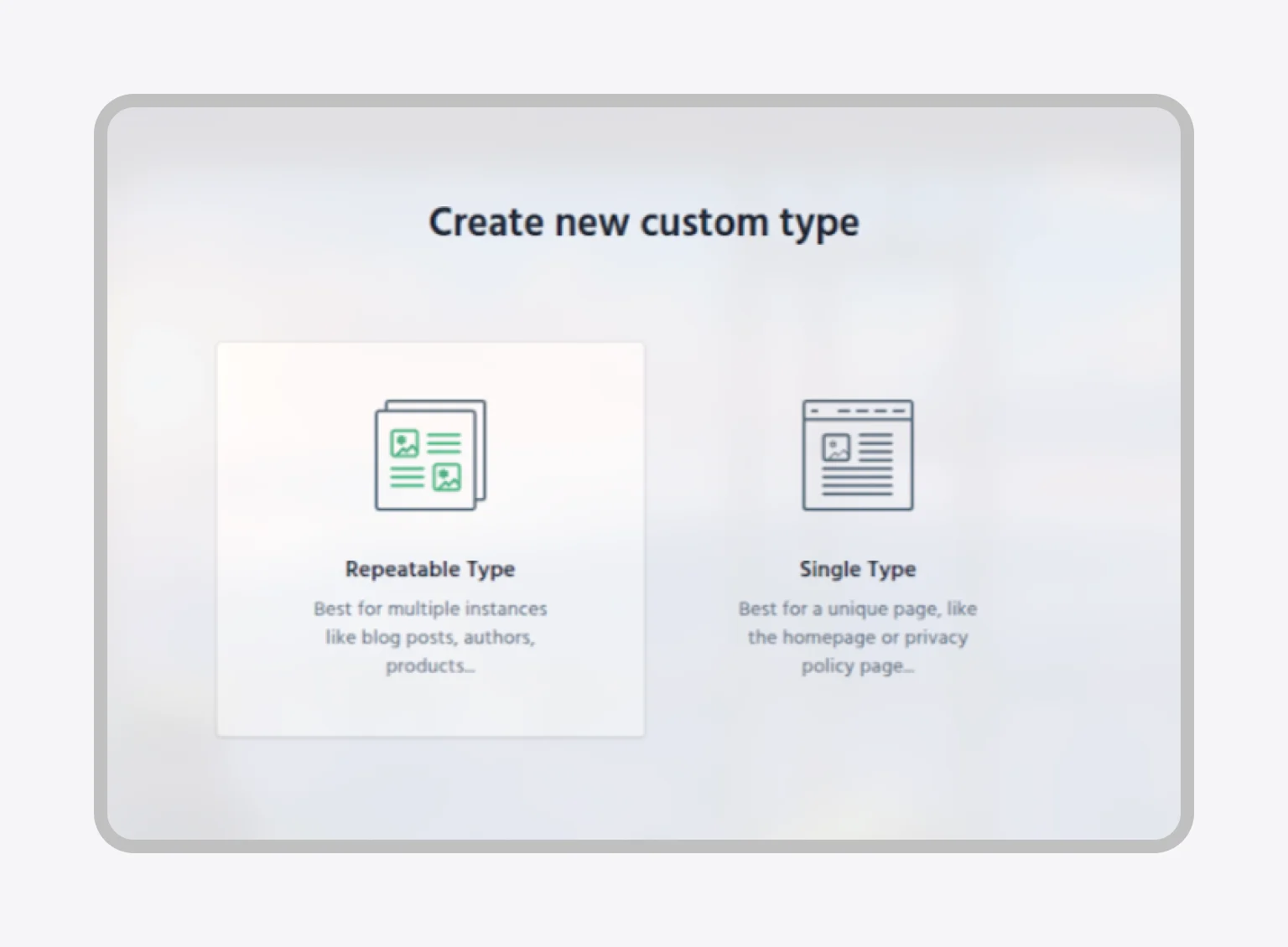 Defining the content structure: repeatable type
