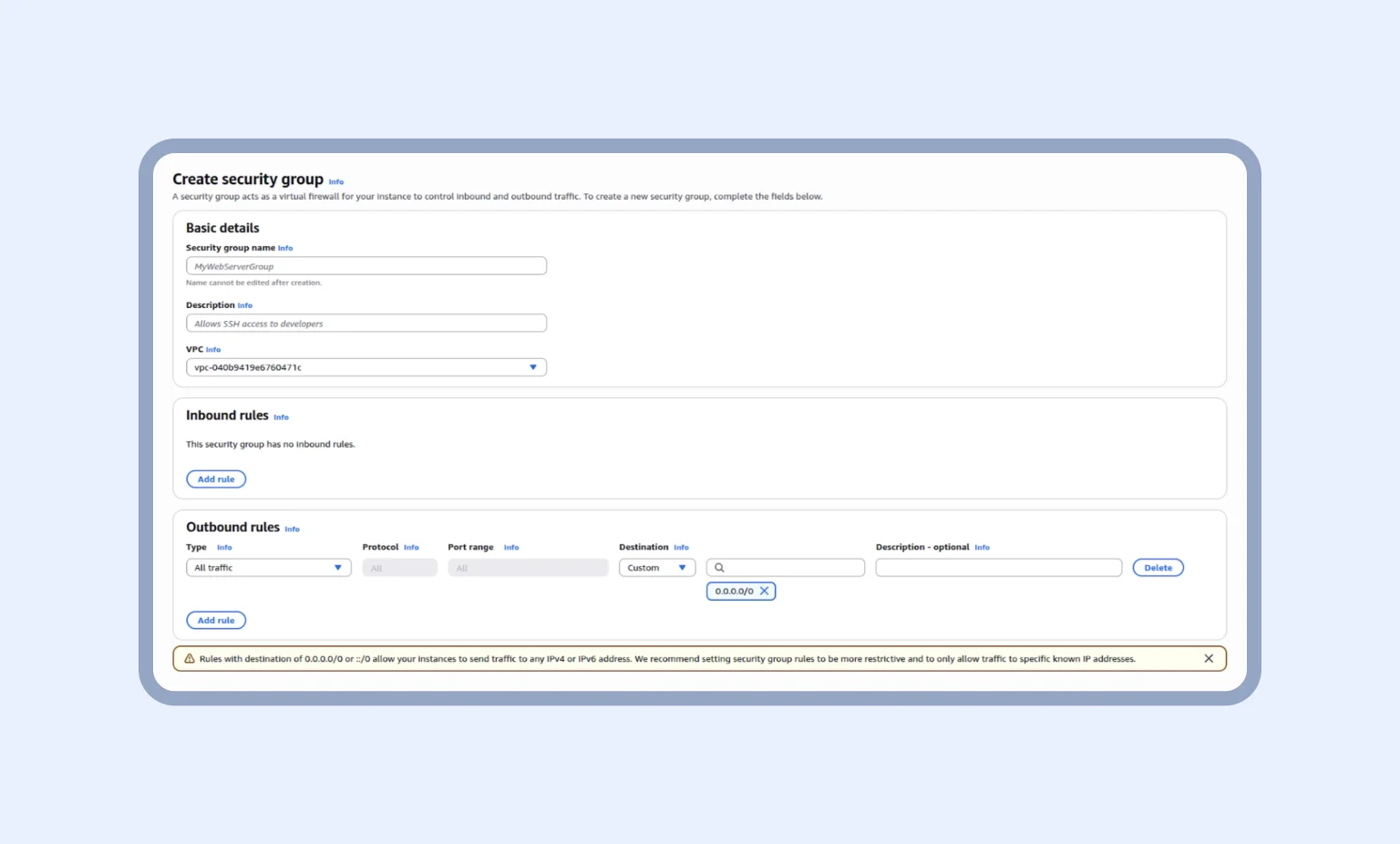 Step 3: Creating security group for App Runner