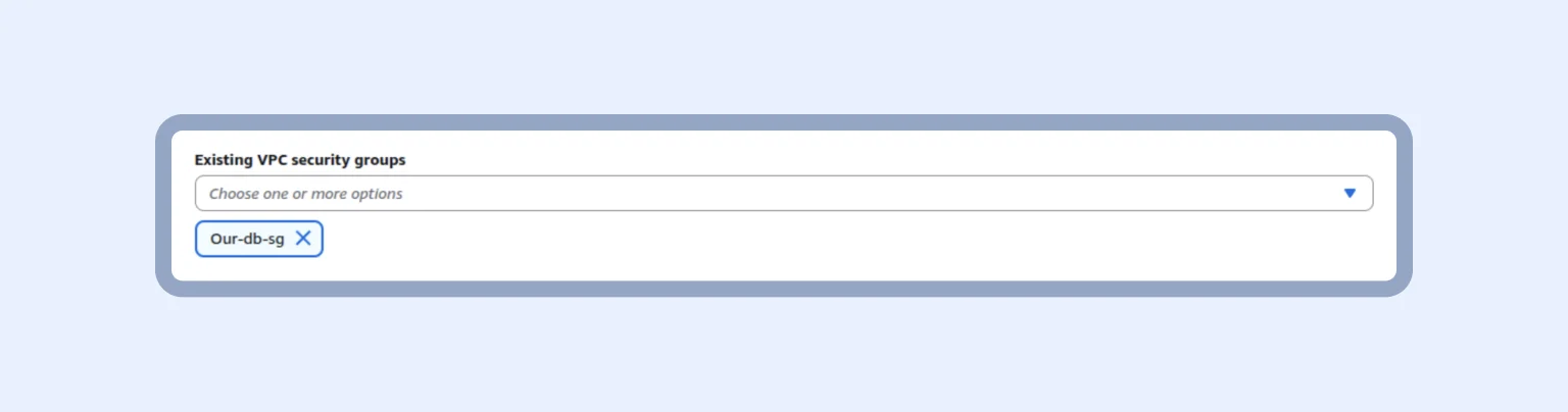 Step 7: Adding VPC security groups to allow database connections