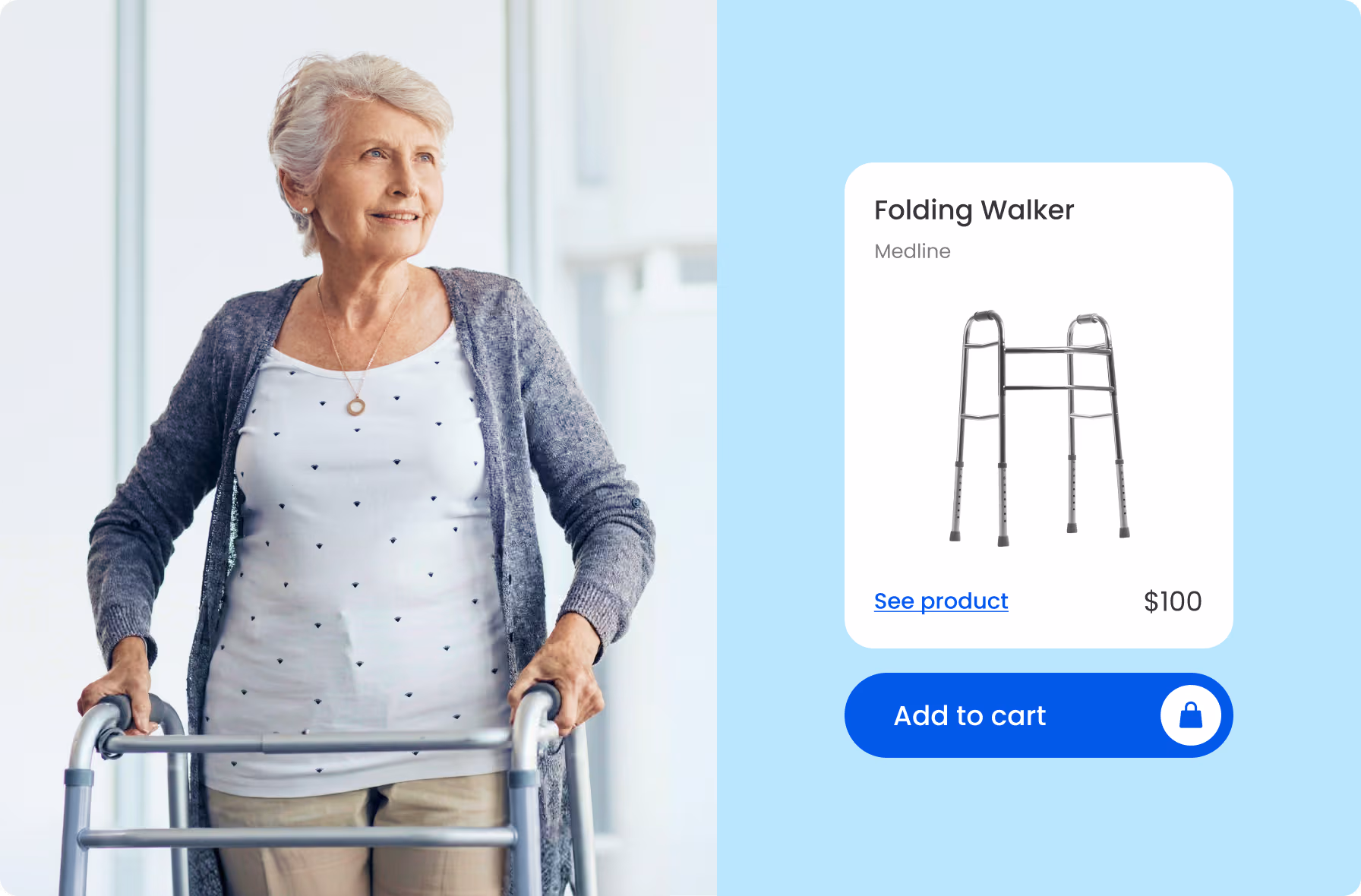 Halo Lab’s e-commerce product card design for durable medical equipment website
