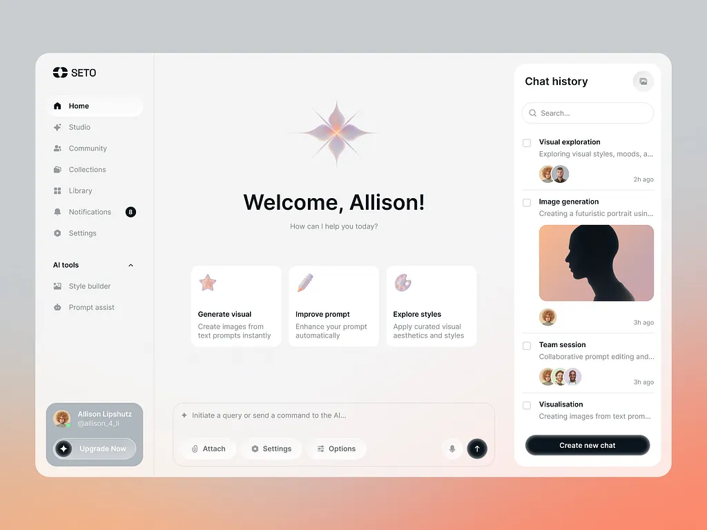 Platform for an AI Product — Seto: converting abstract AI capabilities into clear user flows and marketable UI