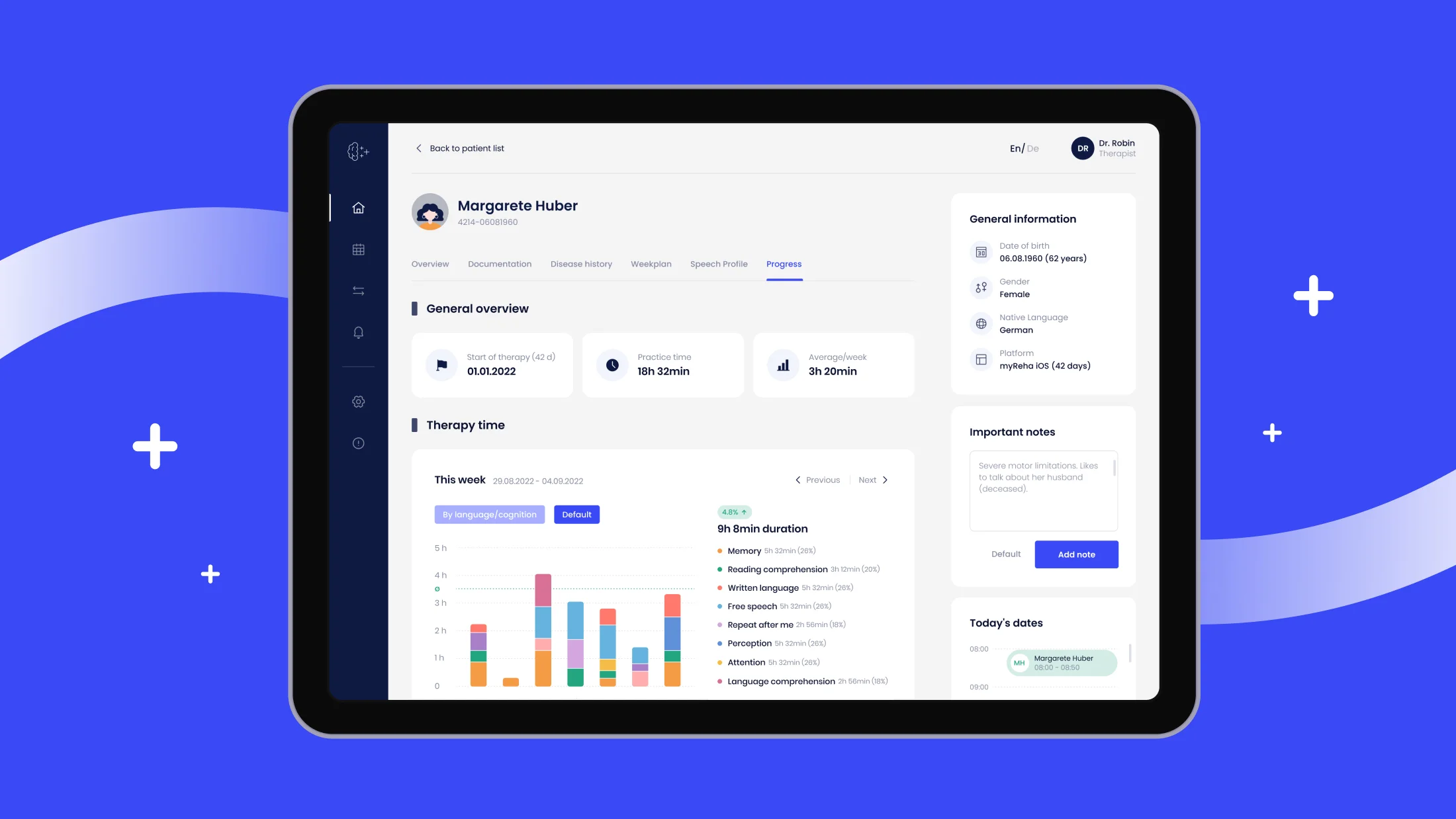 Clear dashboards help clinicians assess patient progress faster