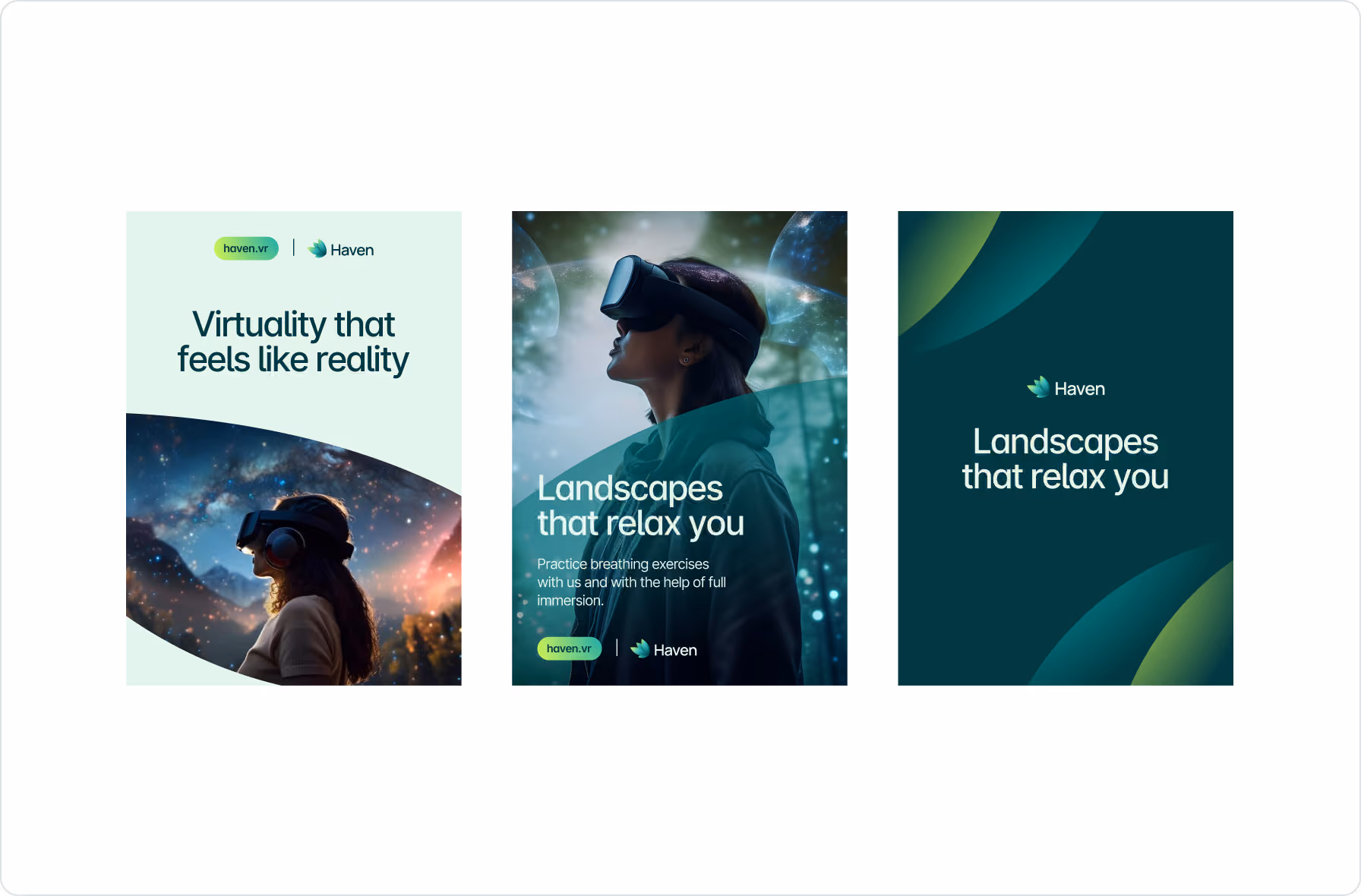Halo Lab’s branding system for Haven across poster design formats