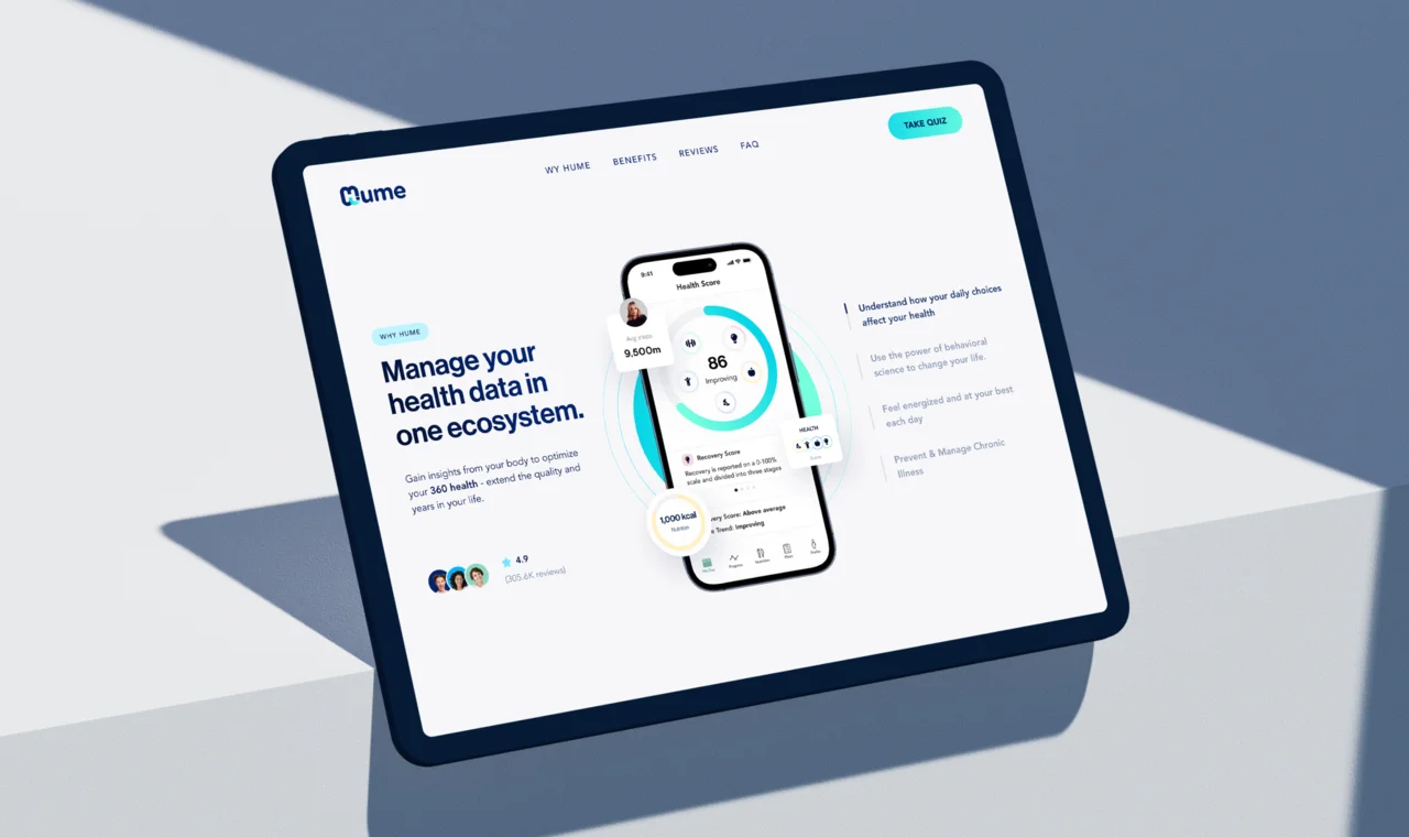 Halo Lab’s branding and web design services for Hume Health wellness platform