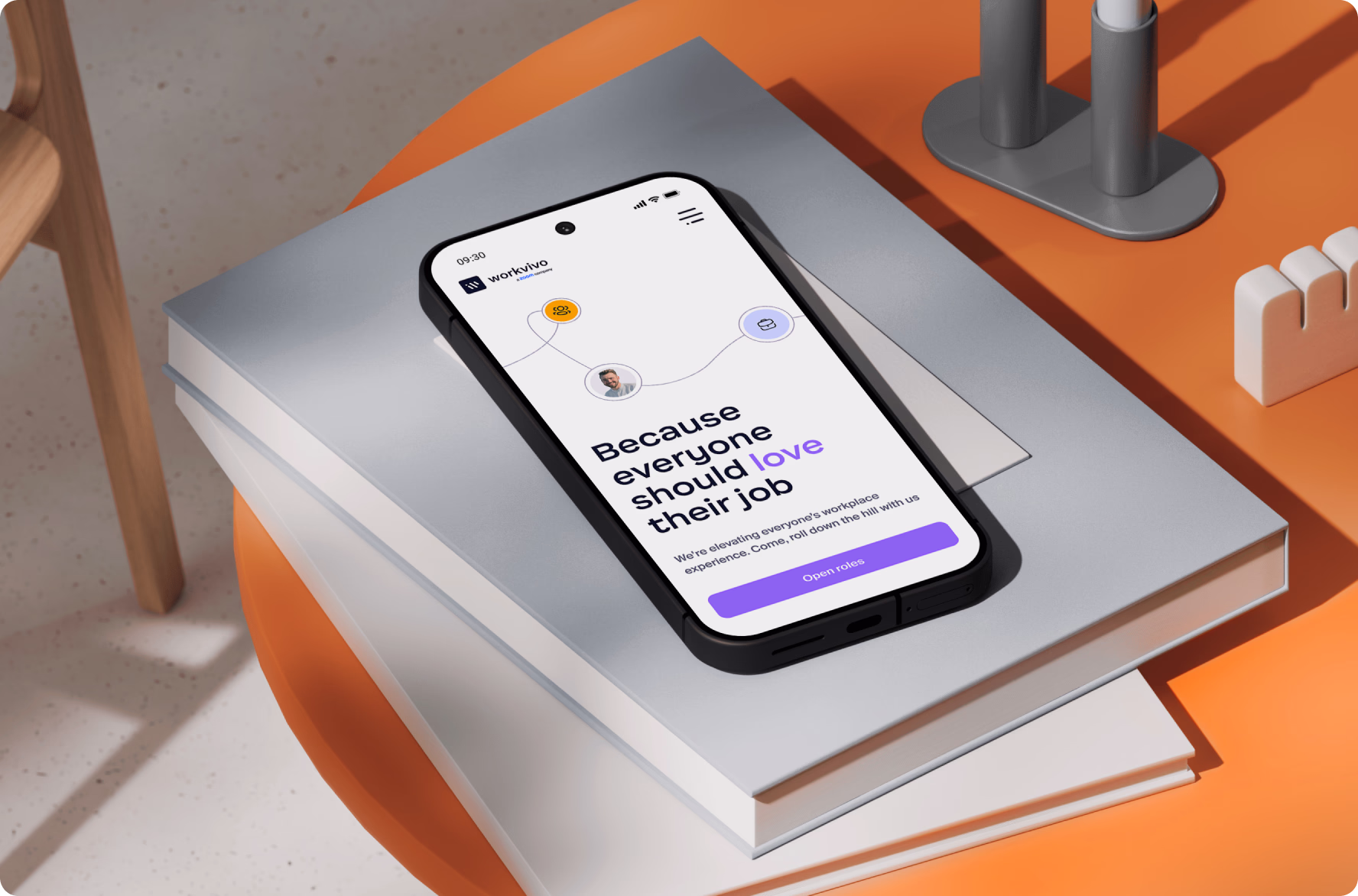 enterprise HR platform website with structured navigation on smartphone