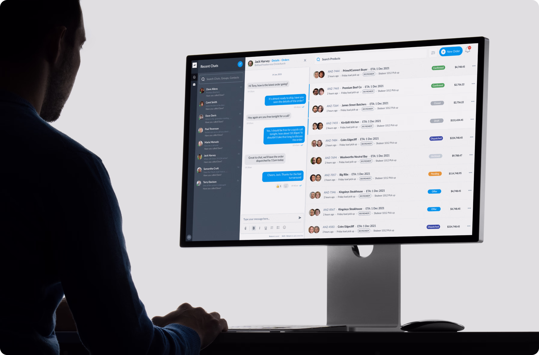 B2B marketplace dashboard with inventory tracking
