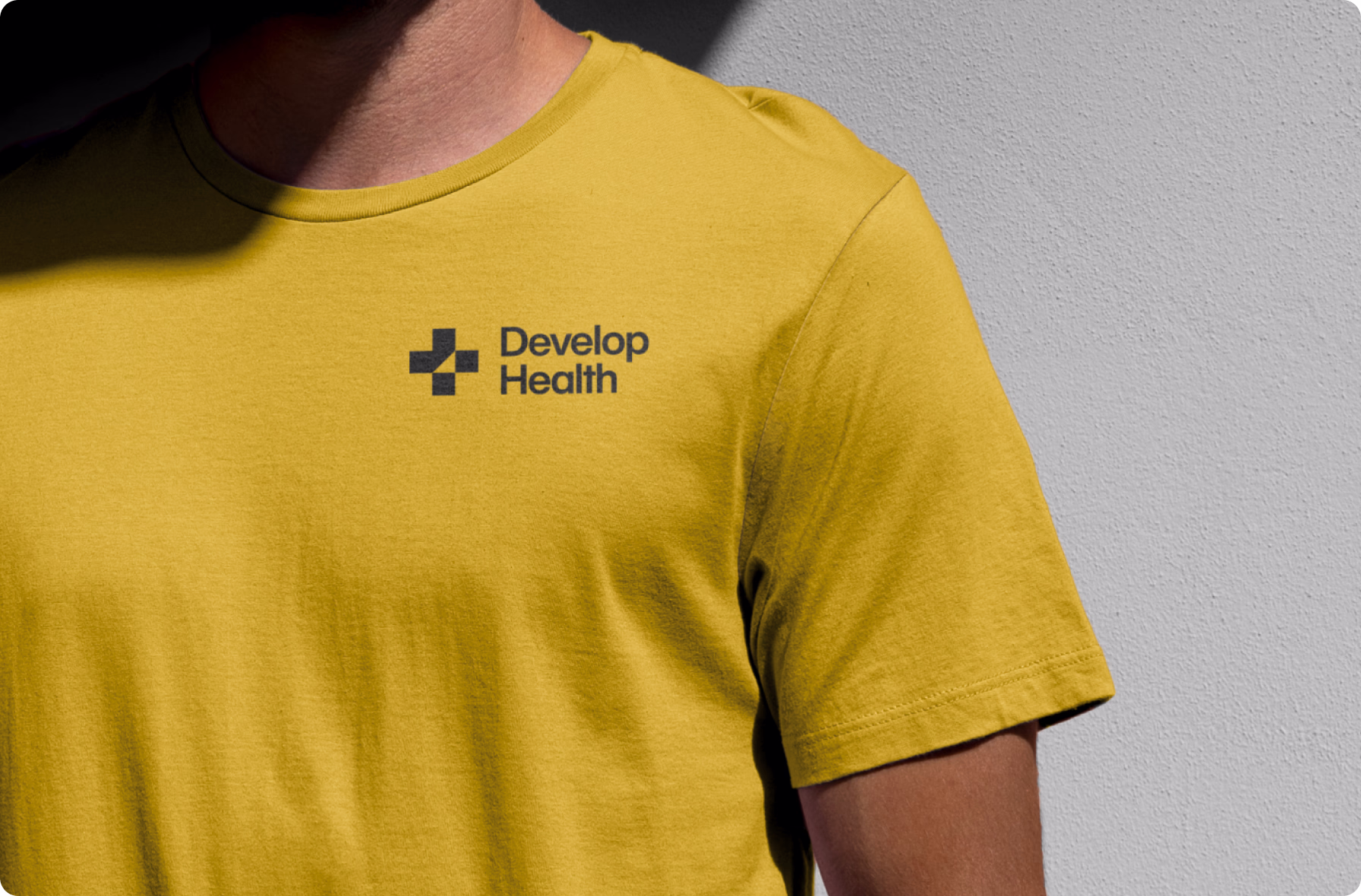 Branded healthcare AI merchandise with minimalist visual identity