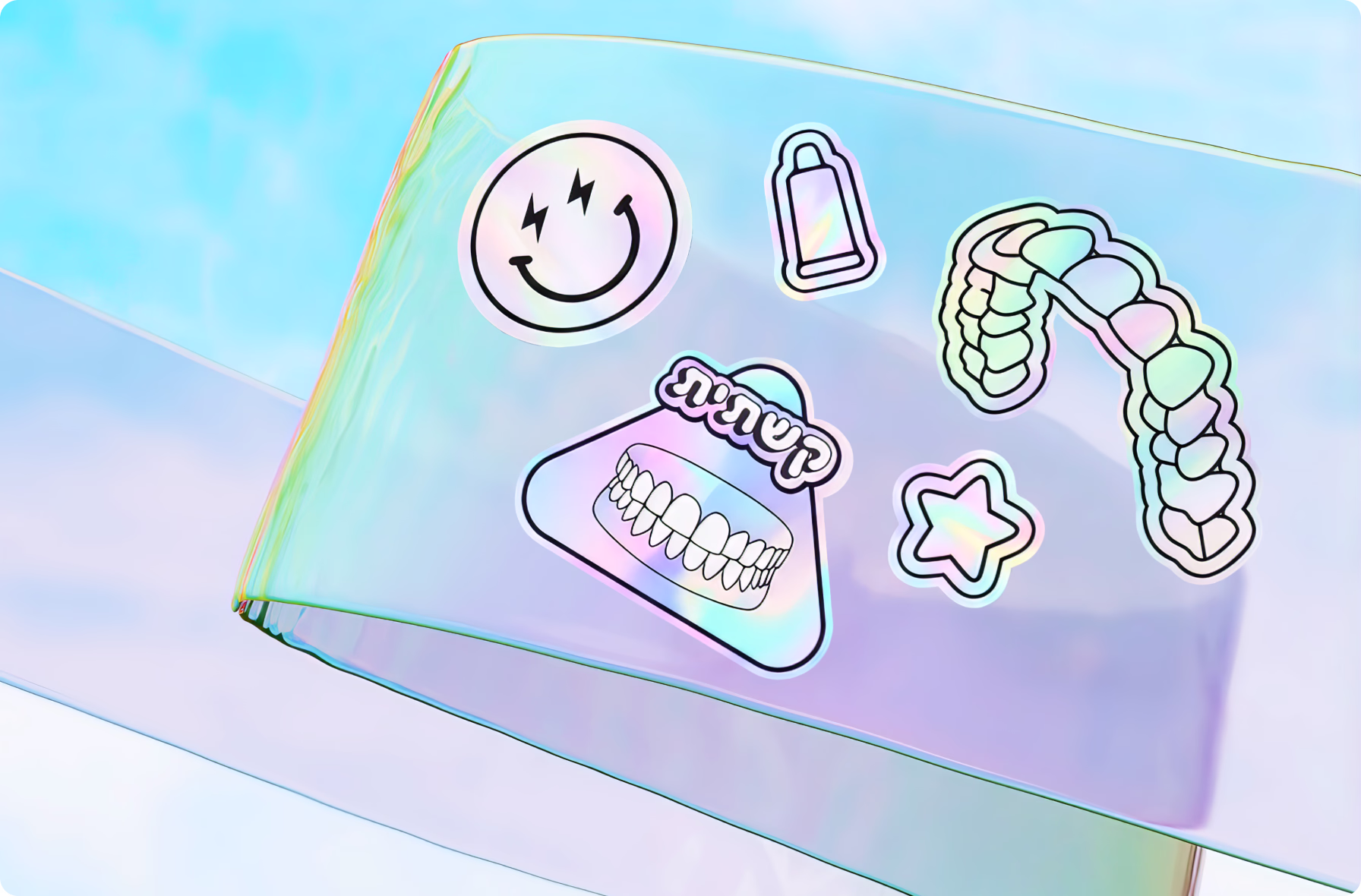 holographic-style texture for the logo and icons