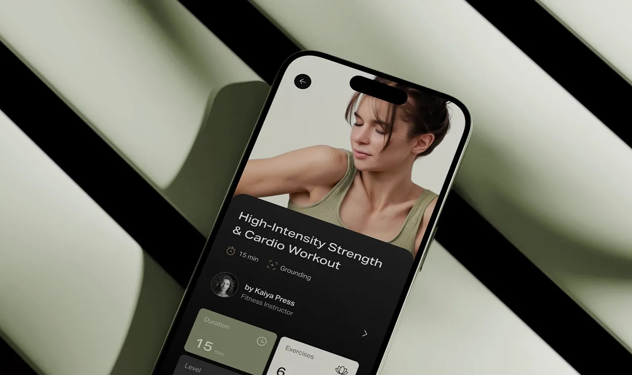 UX/UI design by Halo Lab for wellness app transforming studio ritual into daily mobile practice