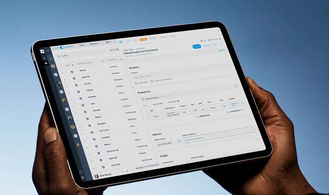 Designing core inventory and trading features for a B2B red meat platform