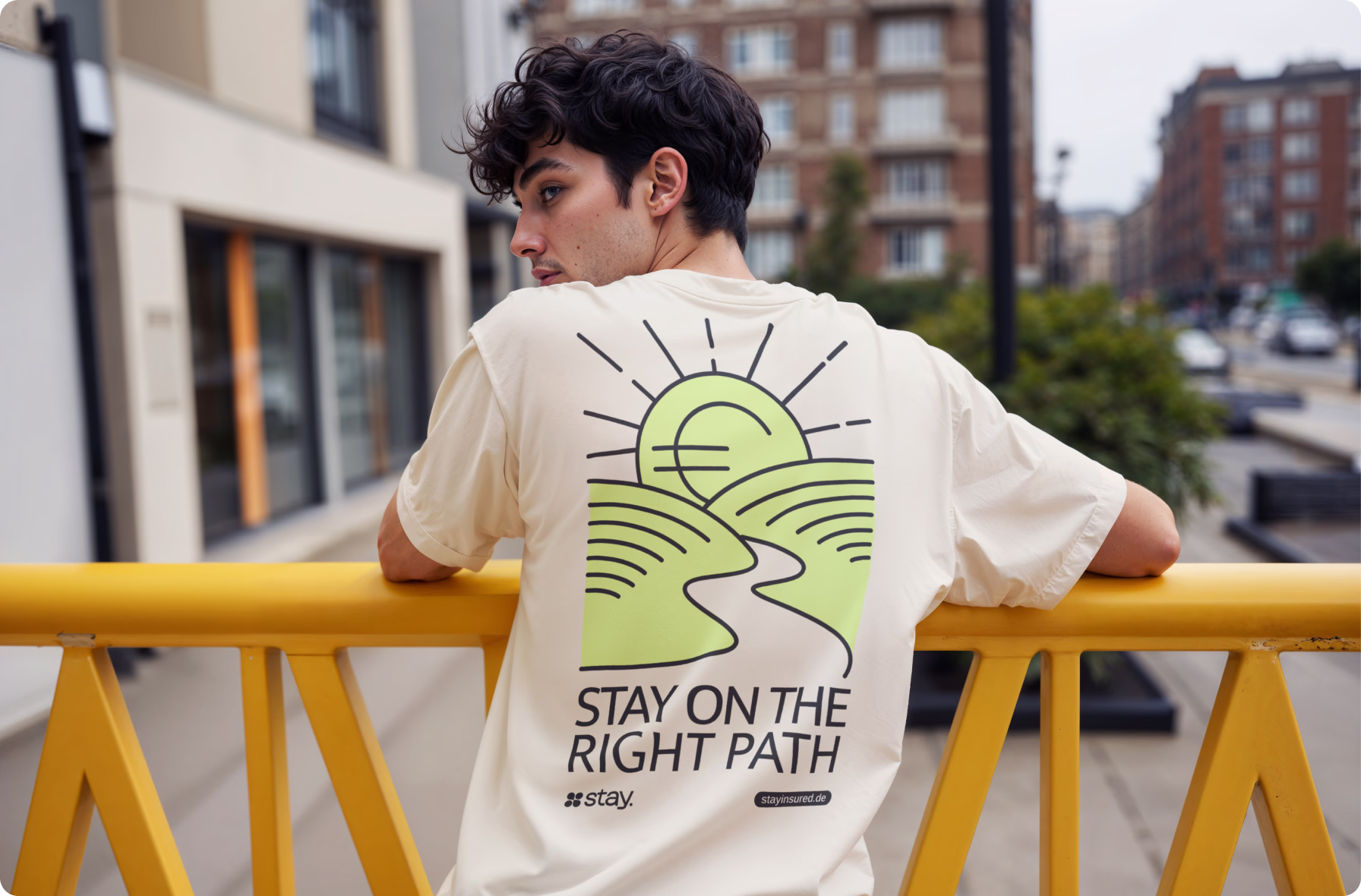 Stay branded T-shirt featuring the right path illustration for expats in Germany