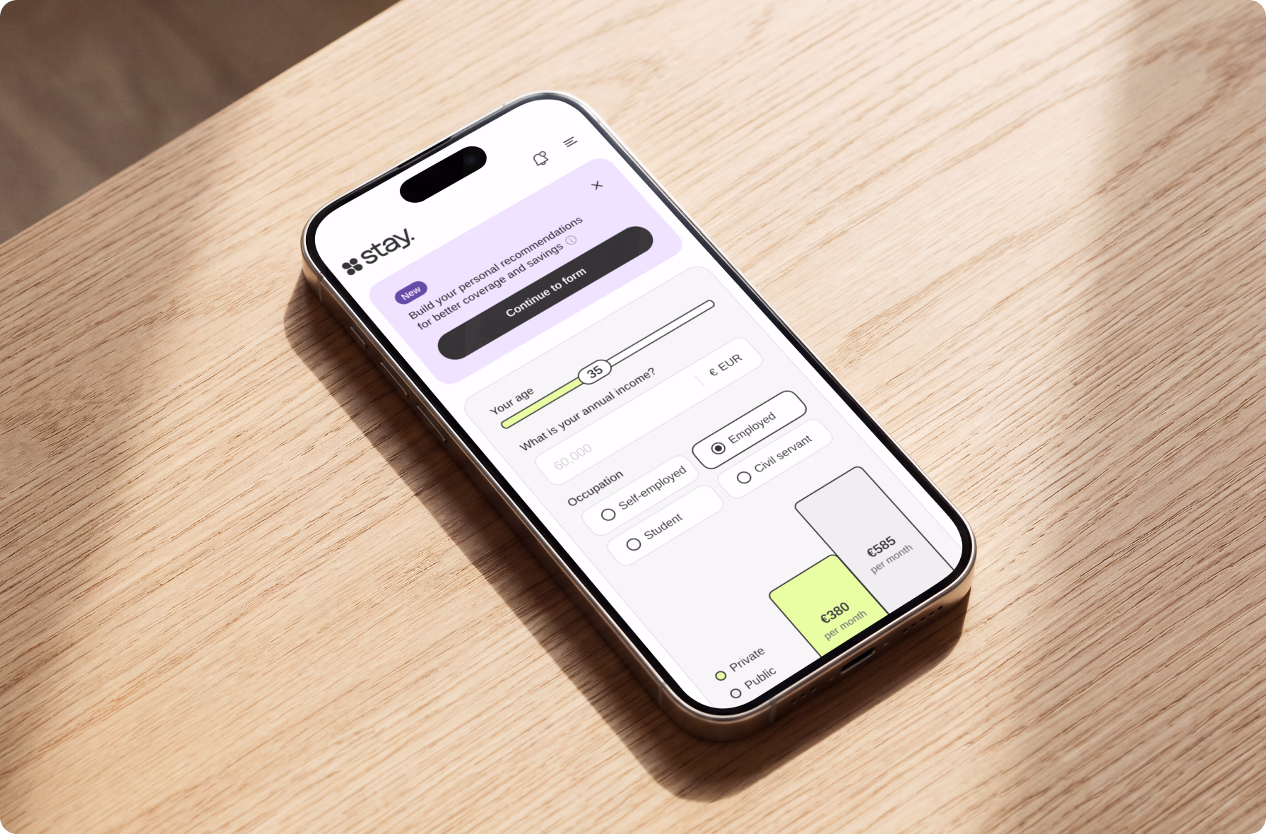 Stay mobile client portal with automated filtering, simple guidance, and policy management