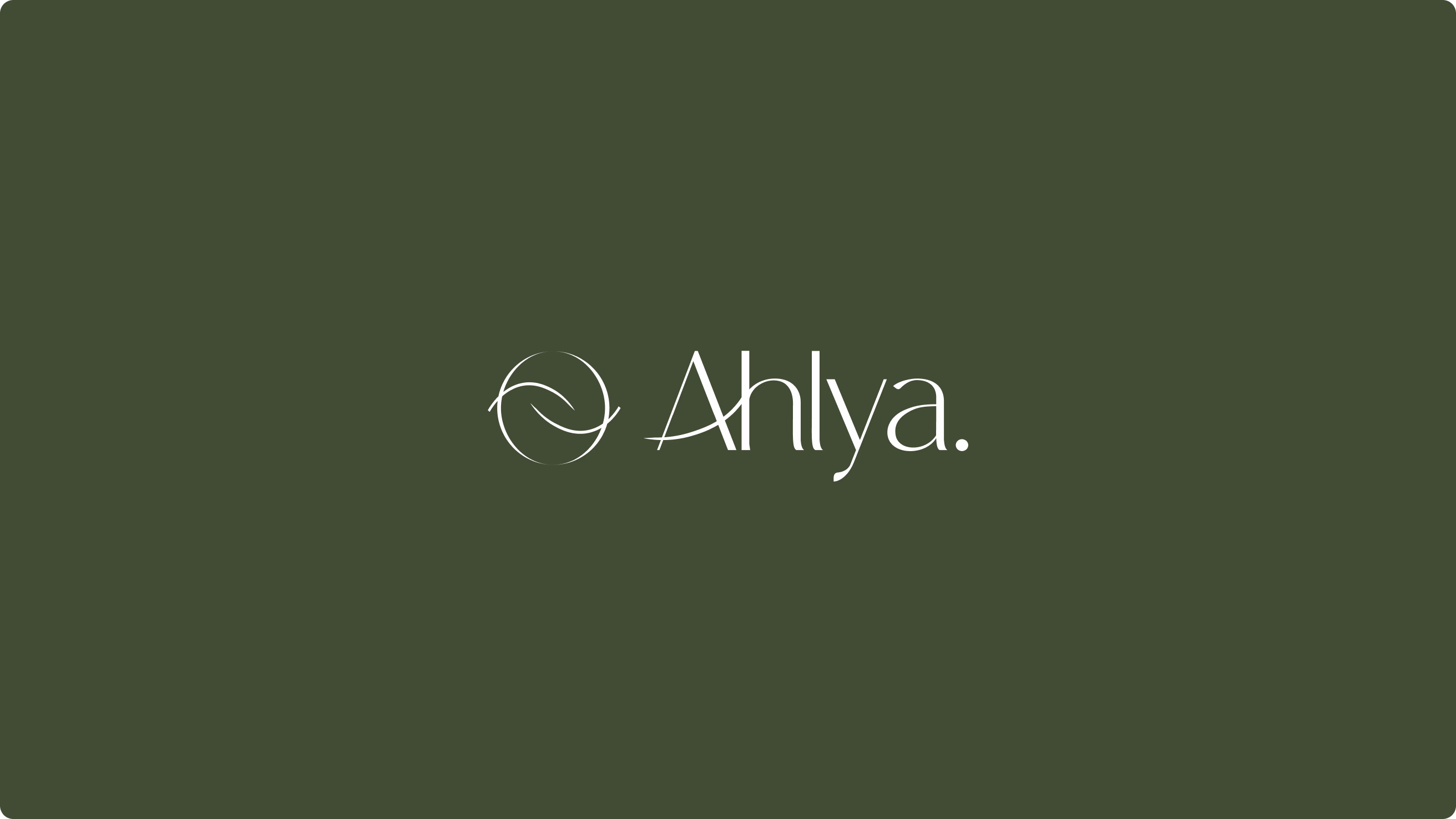 Ahlya logo with a cycle-inspired symbol on a dark green background