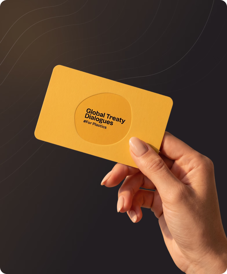 Global Treaty Dialogues for Plastics brand card designed for the international initiative