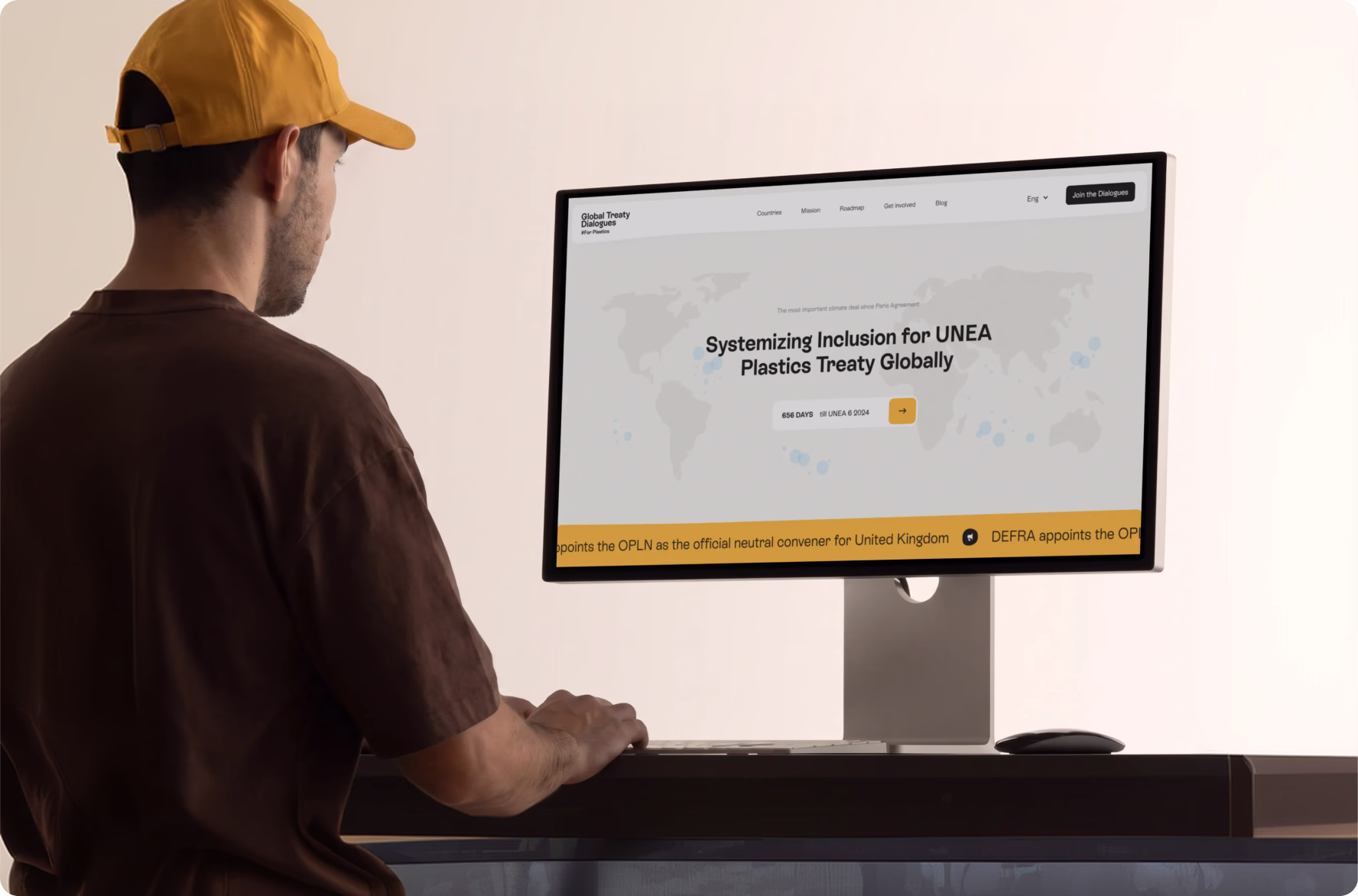 Global Plastics Treaty Dialogues website displayed on a desktop monitor