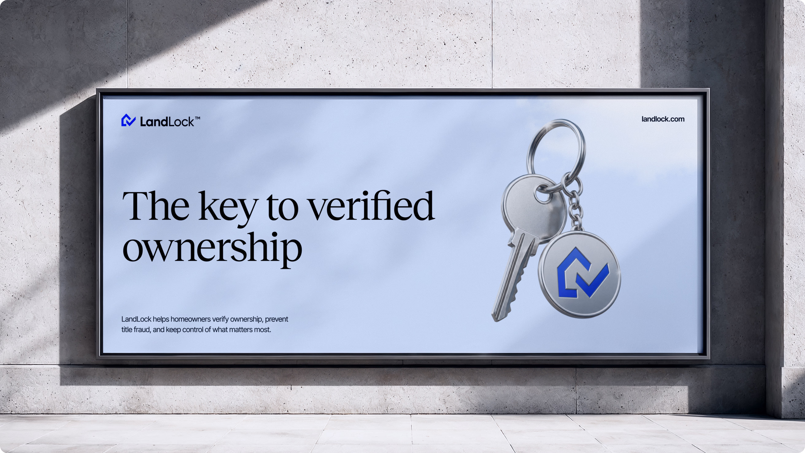 LandLock billboard campaign promoting verified property ownership