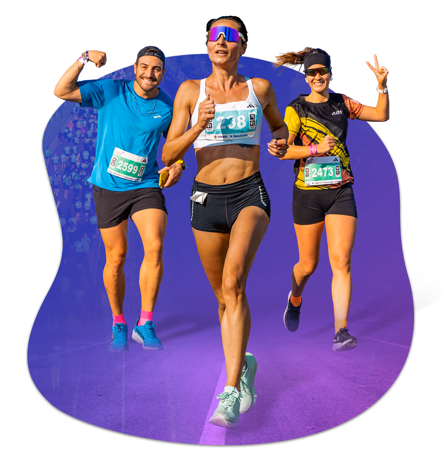 Three athlete runners participating at Brasov Running Festival