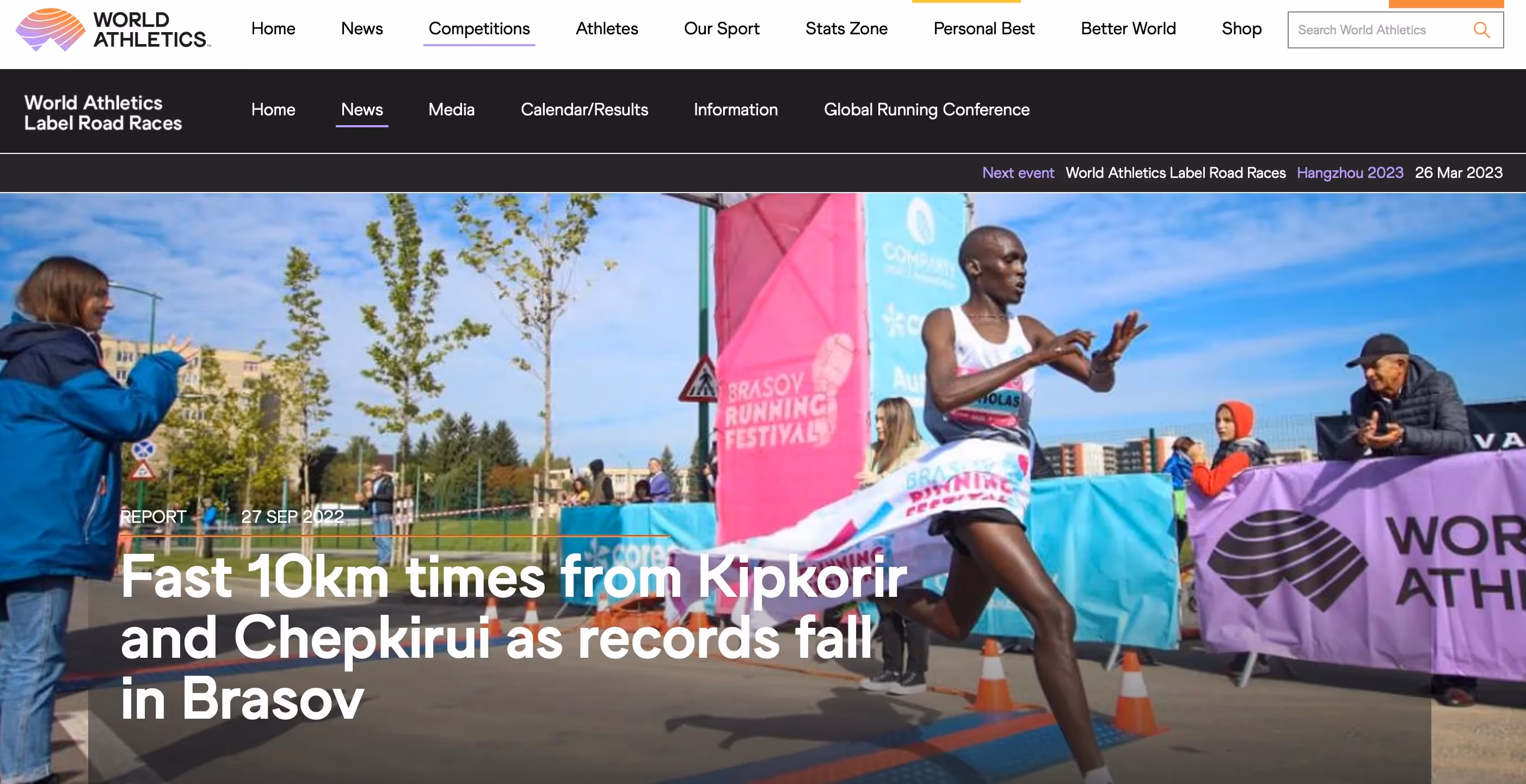 Știri site-ul World Athletics despre BRF 2022!