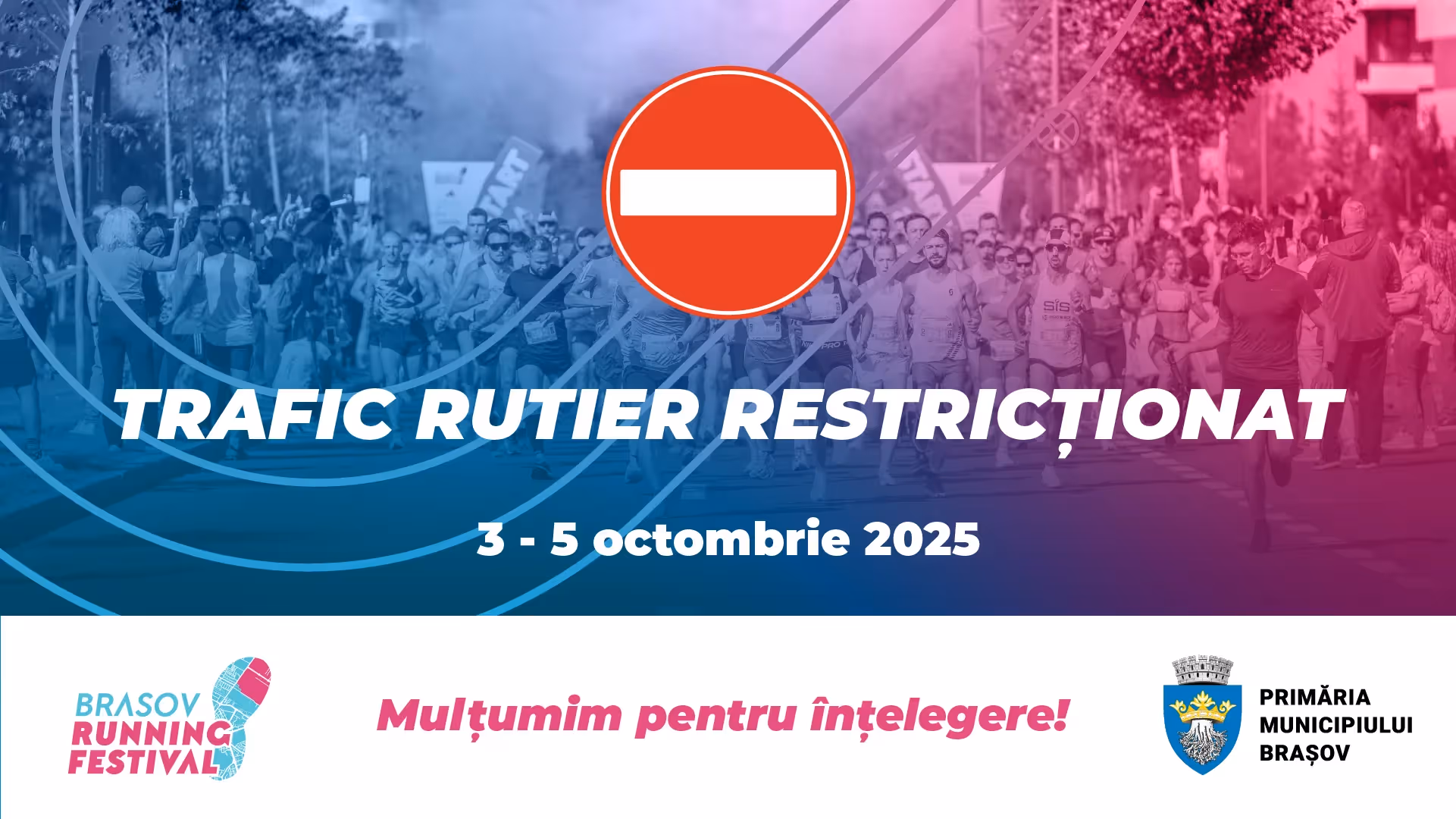 Restricții de trafic în Brașov, între 3-5 octombrie, pe durata competiției Brașov Running Festival