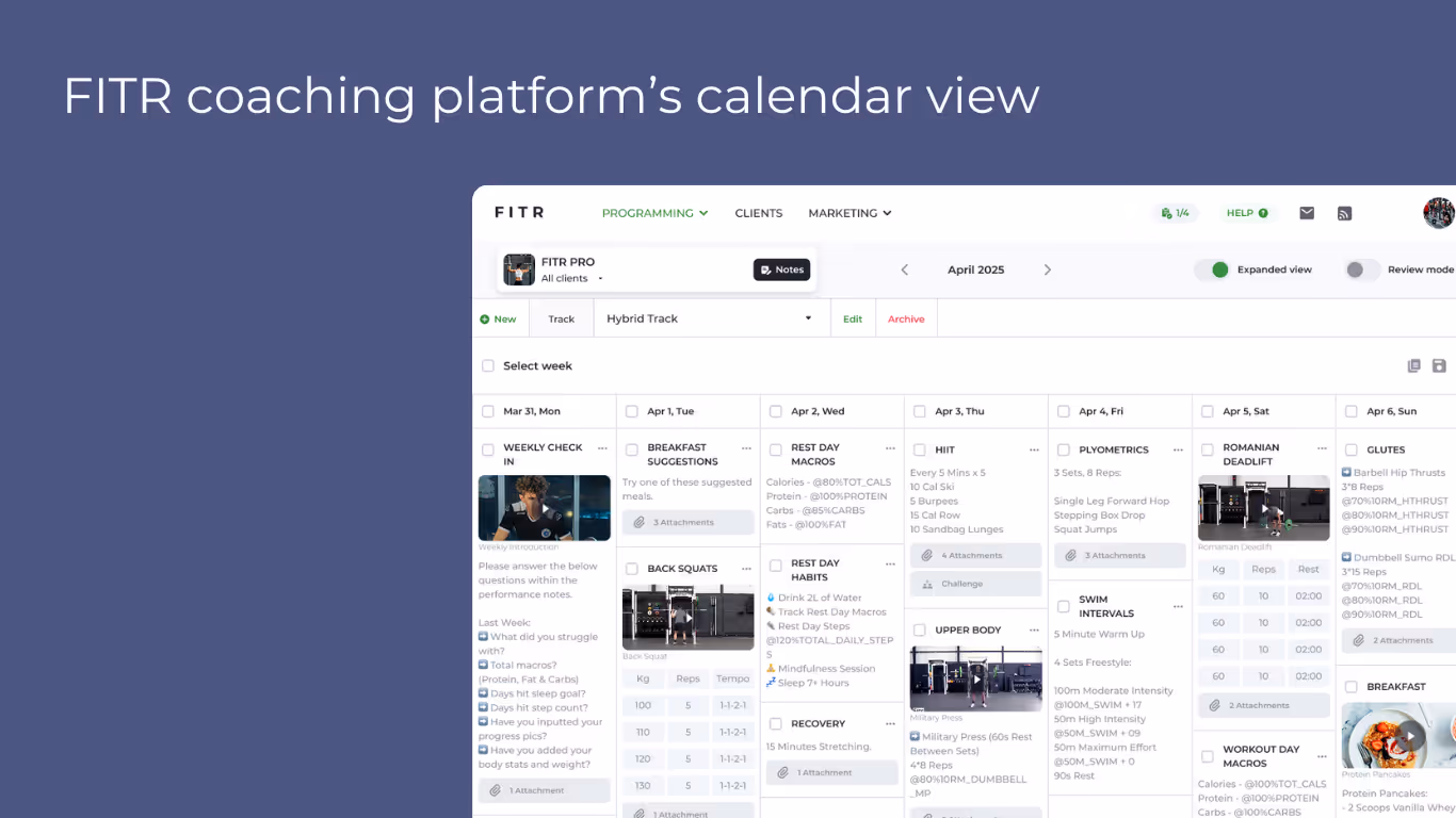 Online personal fitness coach tracking client progress