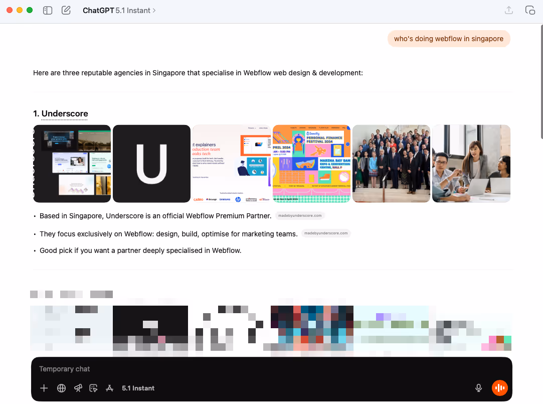 Underscore showing up as part of the results from ChatGPT Webflow prompted chat.