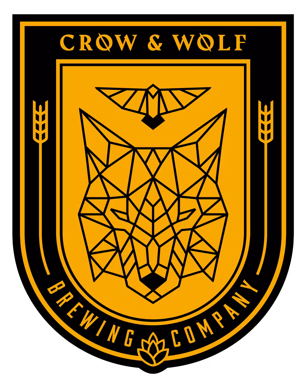 Crow & Wolf Shield Logo
