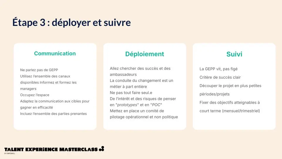 étape 3 de la mise en place GEPP : déployer et suivre