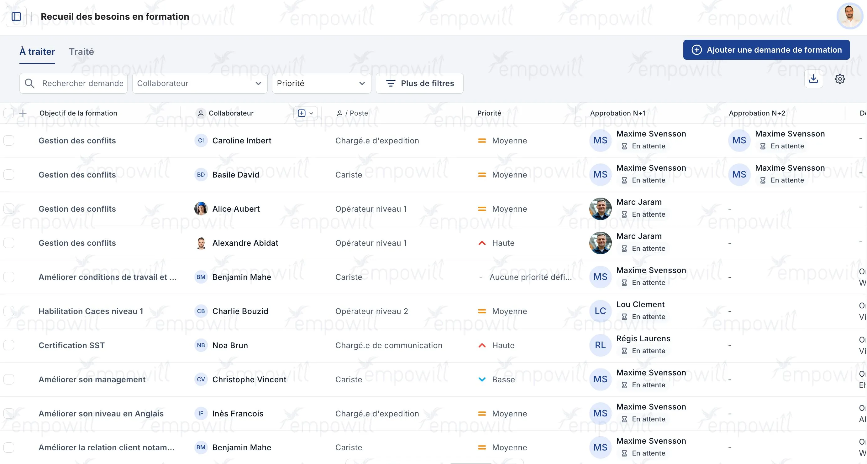 recueil des besoins en formation, apercu