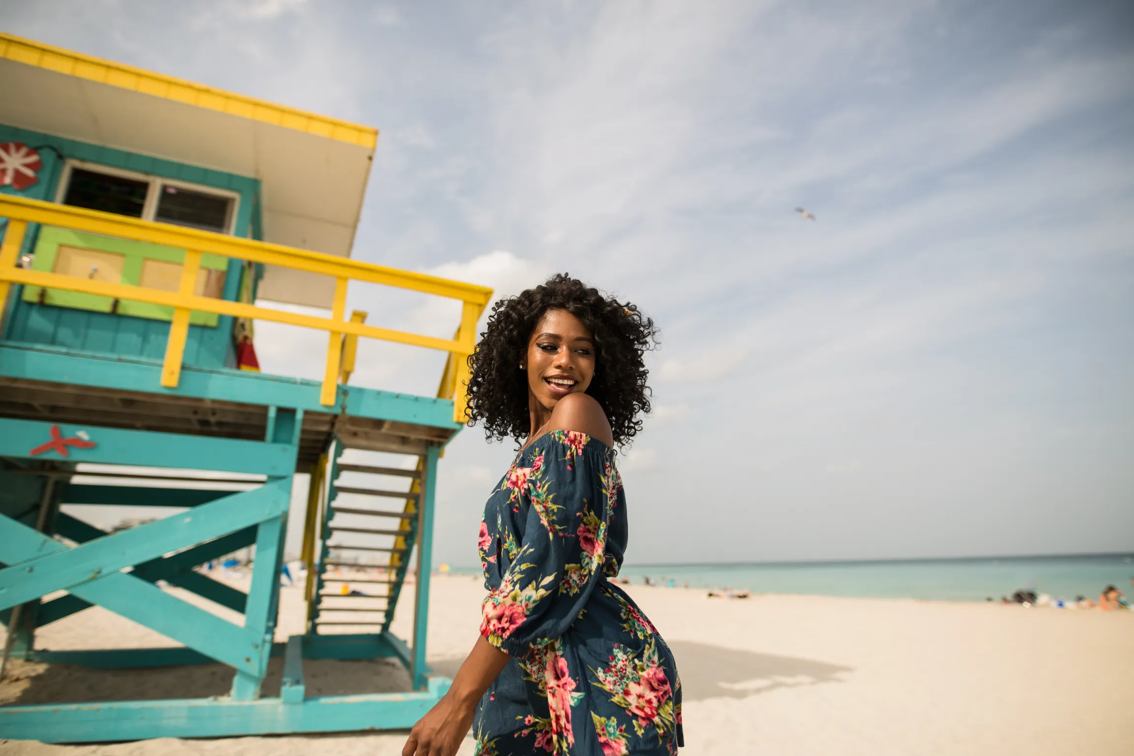 A woman on the beach in Florida.